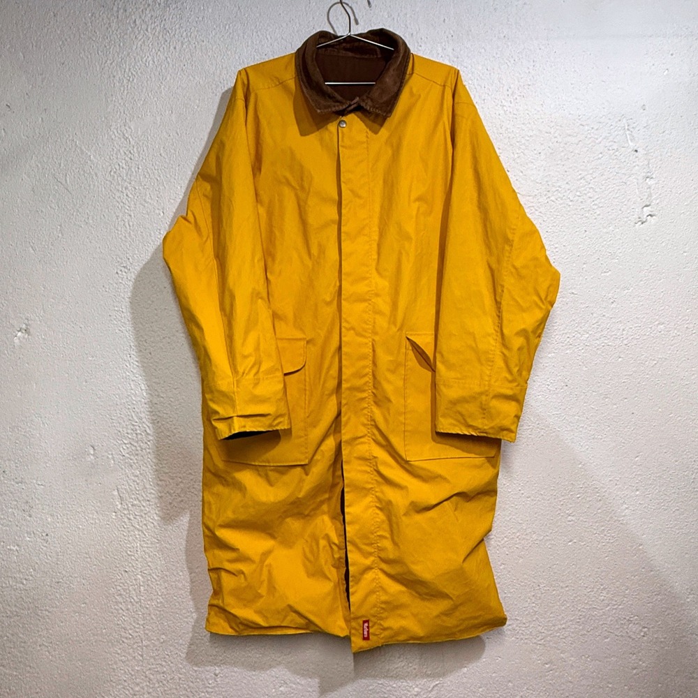 Marlboro Rain Coat Adult XL Yellow Reversible Duster Slicker Long Trench Y2K